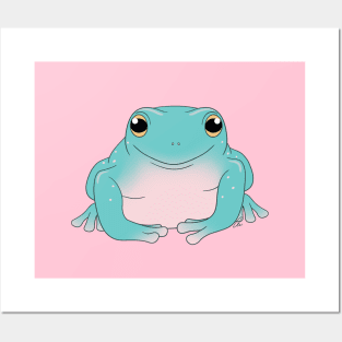 Whites Tree Frog or Australian Green Tree Frog, Blue Coloration Posters and Art